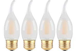Dimmable Frosted E26 Candelabra LED Light Bulbs 25 Watt Equivalent- CA10 Flame Tip Candle Bulb- 2W 2700K Soft Warm White- E26
