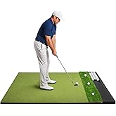 Golf Hitting Mat with Ball Tray 5x4ft - 6x4ft Dual-Turf Practice Mat for Indoor & Outdoor Use Golf Training Mat with Rubber Tee Holes, Suitable for Swing Driving & Chipping