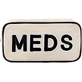 uekeboag Canvas Chenille Letter Medicine Makeup Bag, Small Travel Washable Organizer Bag for Purse with Zipper, Cute Personalized Preppy Drug Pouch For Women and Girls(02Black-Meds)