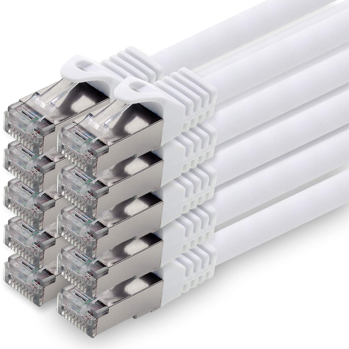 1aTTack.de 0.25m - white - 10 pieces CAT.7 network cable patch cable SFTP PIMF LSZH Gigabit Lan cable 10Gb s cat7 raw cable with RJ45 connector Cat6a compatible with CAT5 CAT6 cat7 cat8