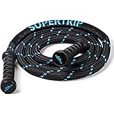 Supertrip Upgraded Weighted Jump Rope for Fitness Men Women Second Generation 360 Rotating Handles, 3.21LBS 3.38LBS 3.41LBS Polyester Heavy Skipping Rope for Exercise Workout Equipment