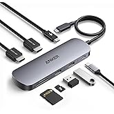 Anker Nano Laptop Docking Station Dual Monitor,8-in-1 USB C Hub for Windows | Dual 4K@60Hz for DP 1.4, 10Gbps USBC & USBA Dat
