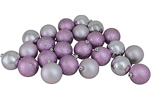 NORTHLIGHT 24ct Lavender Purple Shatterproof 4-Finish Christmas Ball Ornaments 2.5" (60mm)