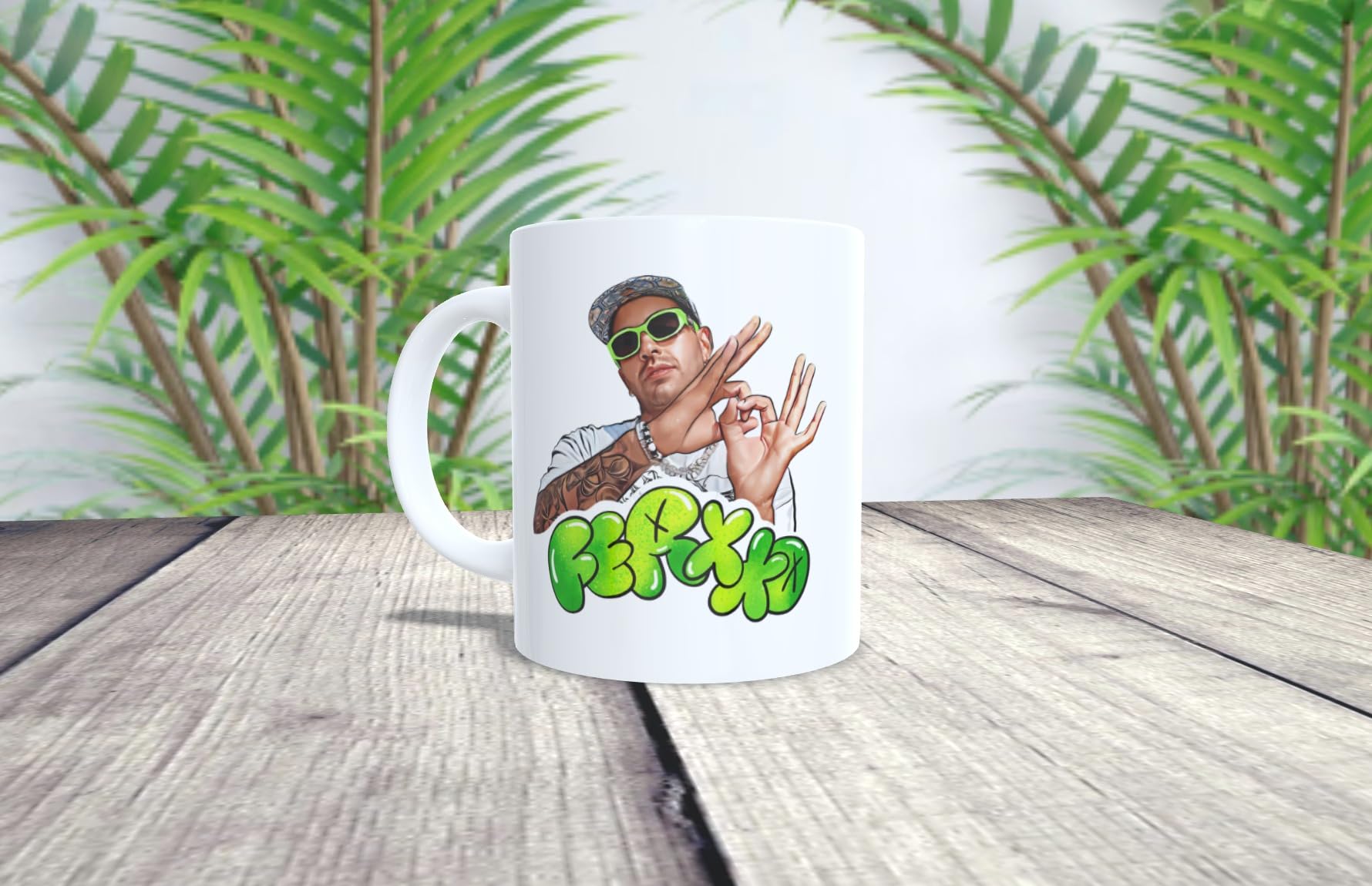 La Huella Personalised Feid/Ferxxo mug. Ideal for all lovers of this great Colombian composer and singer.