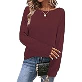 Bosmeer Sweaters for Women Casual Long Sleeve Fall Ladies Tunics Tops Boat Neck Dressy Pullover Blouses 2025 Fashion Clothing