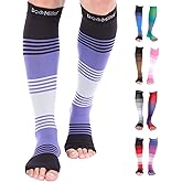 Doc Miller Open Toe Compression Socks for Women & Men 20–30 mmHg, Toeless Knee High Leg Sleeves for Support, Pain Relief, Swelling, Varicose Veins, Nurses & Pregnant Women, 1 Pair
