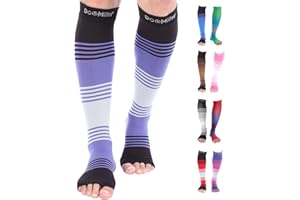 Doc Miller Premium Open Toe Compression Socks Dress Series 1 Pair 20-30mmHg, Toeless Compression Socks Women