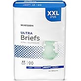 McKesson Ultra Briefs, [12 Count], XXL, 63-69 in. Incontinence Adult Diapers with Tabs, Heavy Absorbency, Unisex, Disposable, Elastic Leg Gathers and Contoured Fit for Men and Women