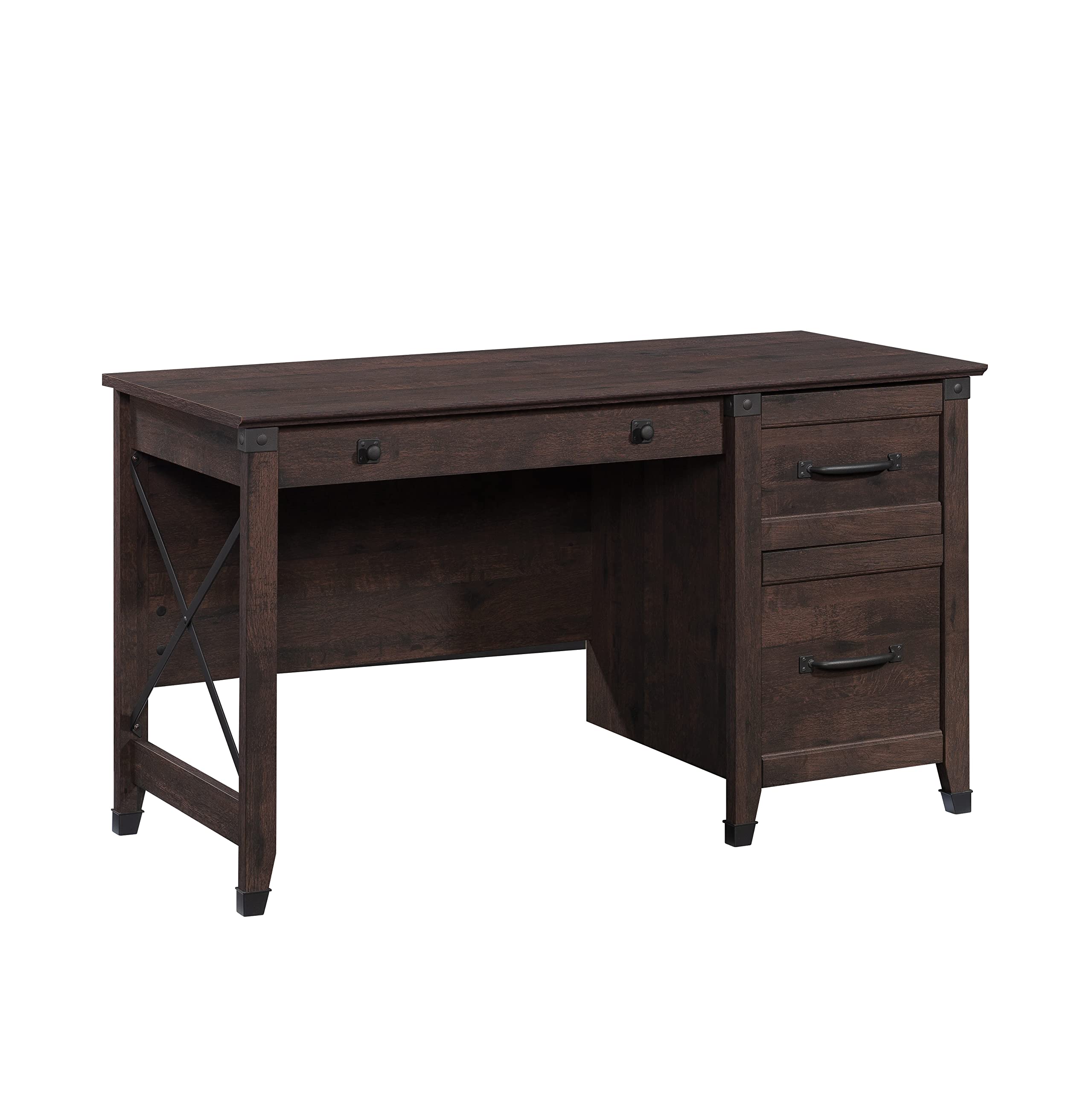 Photo 1 of ***FACTORY SEALED OPENED FOR INSPECTION***
Sauder Carson Forge Vintage Rustic Computer Desk for Home Office with Drawers, in Coffee Oak