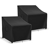 Richwon Patio Furniture Covers Waterproof for Chairs, Lawn Outdoor Chair Covers 2 Pack, Patio Chair Covers for Outdoor Furniture Fits up to 30W x 37D x 31H inches, Black