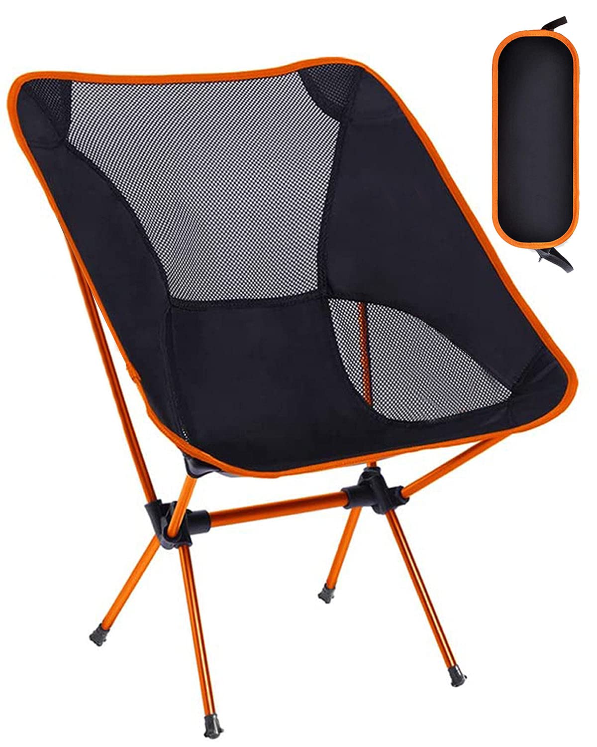 Gaoni Folding Camping Chair, Strong Sturdy Portable Folding Chairs Outdoor Lightweight with 2 Pocket and Carry Bag, Folding Garden Chairs for Outdoor, Travel, Hiking, Camp, Fishing, Picnic, Gift