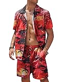 COOFANDY Mens Matching Shirt and Shorts Set Two