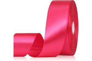 Sagaat Hot Pink Ribbon 1-1/2 Inch, 60 Yards Hot Pink Satin Ribbon for Gift Wrapping Flower Bouquet Crafts Wedding Birthday Party Baby Shower