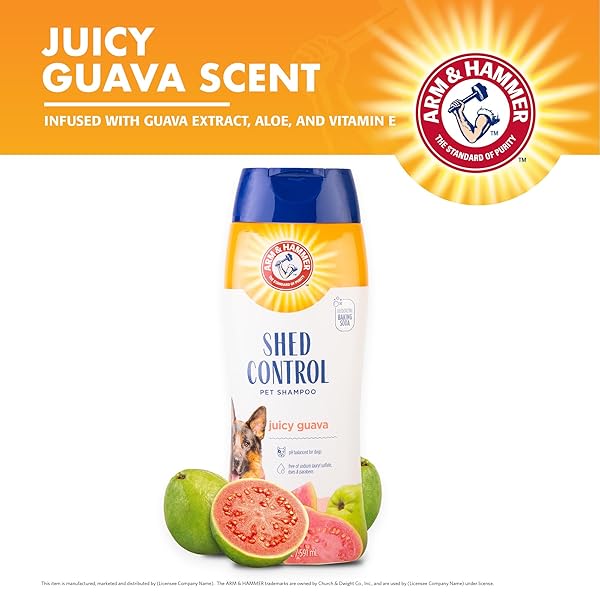 ARM & HAMMER FOR PETS SHED CONTROL SHAMPOO, 20OZ JUICY GUAVA SCENT | PROFESSIONAL QUALITY DOG SHED-LESS SHAMPOO, DE-SHEDDING DOG SHAMPOO, FREE OF SODIUM LAURYL SULFATE & PARABENS
