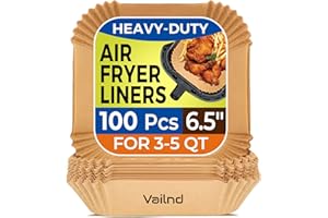 VAILND Air Fryer Paper Liners Disposable: 100PCS Non-Stick Air Fryer Parchment Paper, Food Grade Baking Sheets for Baking Roasting Microwave