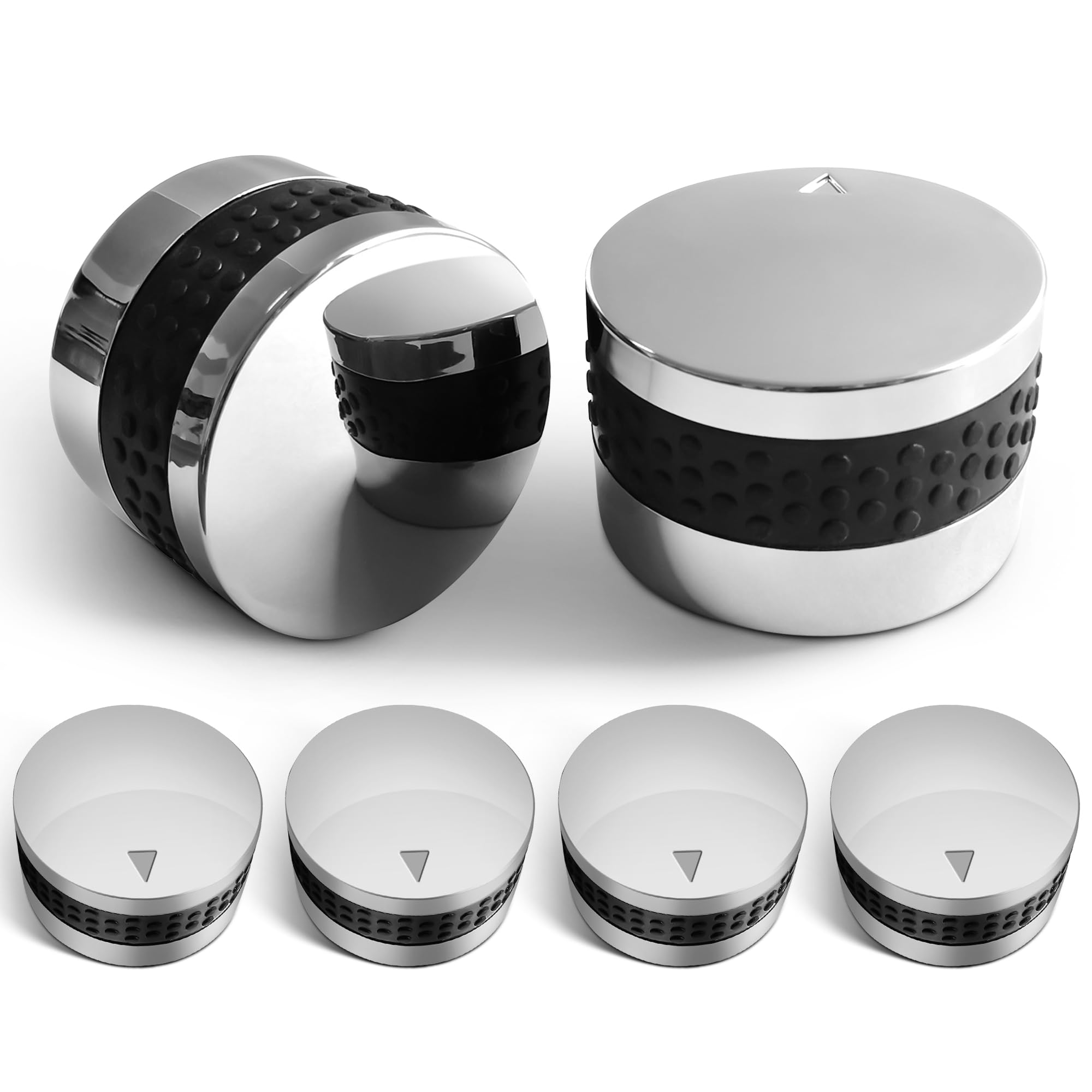 Photo 1 of Unicook 6 Pack Gas Grill Burner Knobs Replacement, Chrome Plated Plastic with Nonslip Grip, 6 Grill Control Knob and 18 Adaptors, Fits Gas BBQ with D Shaped Valve Stem