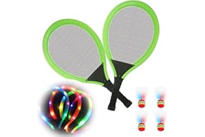 KAVLFA Led Light-Up Oversized Badminton Set with 2 Player Grip Tapes Badminton Racket 2/4 PCS Light-Up Shuttlecocks, Family Entertainment Outdoor Night Light Training LED Badminton Racket Sets Sport