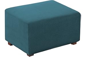 Flamingo P 1 Piece Stretch Ottoman Cover Folding Storage Stool Furniture Protector Soft Rectangle Slipcover with Elastic Bottom Ottoman Cover Extra Large (Large, Deep Teal)