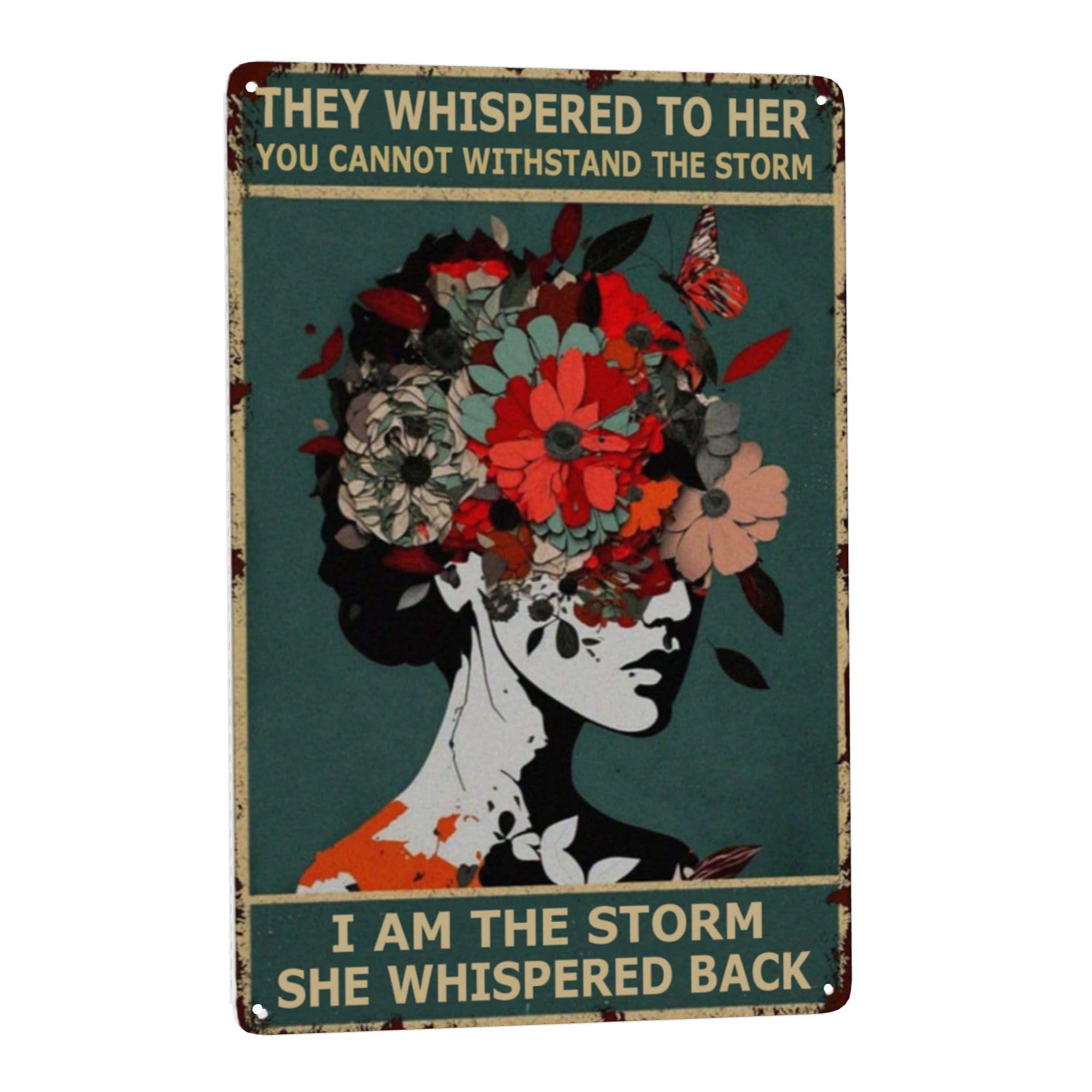 Vintage Butterfly & Sunflower Tin Sign - 8x12 Inch Home & Office Wall Decor with Inspiring Message - Perfect Encouragement Gift for Women - Boho Retro Metal Art for Bedroom, Bathroom & Garden