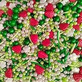 Homankit Strawberry Sprinkles White Mini Flowers Cookie Decorations Baking Cake Cupcake Topper Decoration 3.35 Ounce
