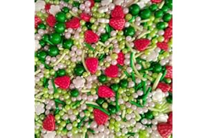 Homankit Strawberry Sprinkles White Mini Flowers Cookie Decorations Baking Cake Cupcake Topper Decoration 3.35 Ounce