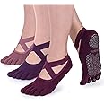Ozaiic Yoga Socks for Women with Grips, Non-Slip Five Toe Socks for Pilates, Barre, Ballet, Fitness