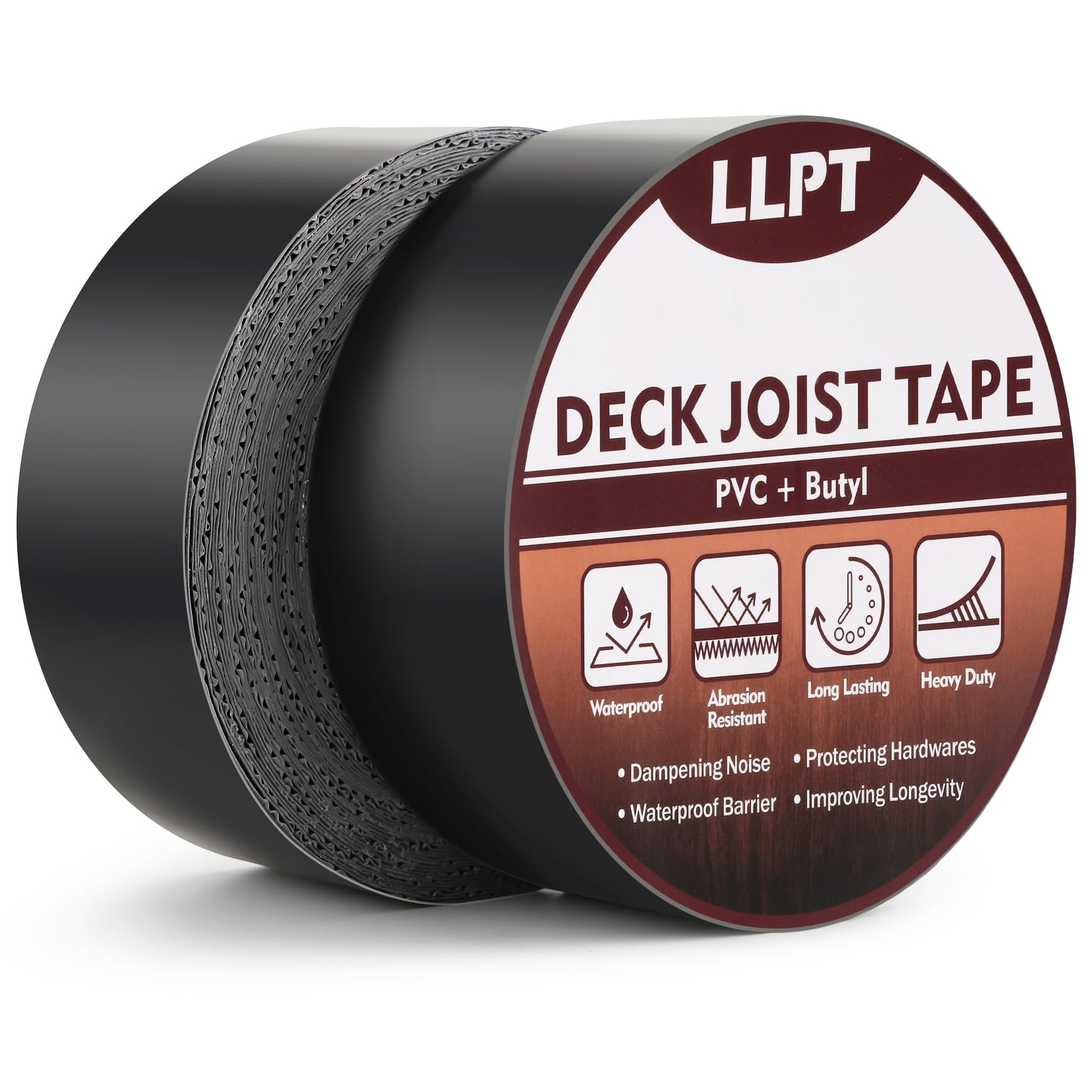 LLPT Joist Tape for Decking | 2 Packs | 50mm x 15m | Beam Joist Protection Flashing Tape | Heavy Duty Waterproof Butyl Sealant | for Wood Decks Roof Building Joists Beams(JDT250P2)
