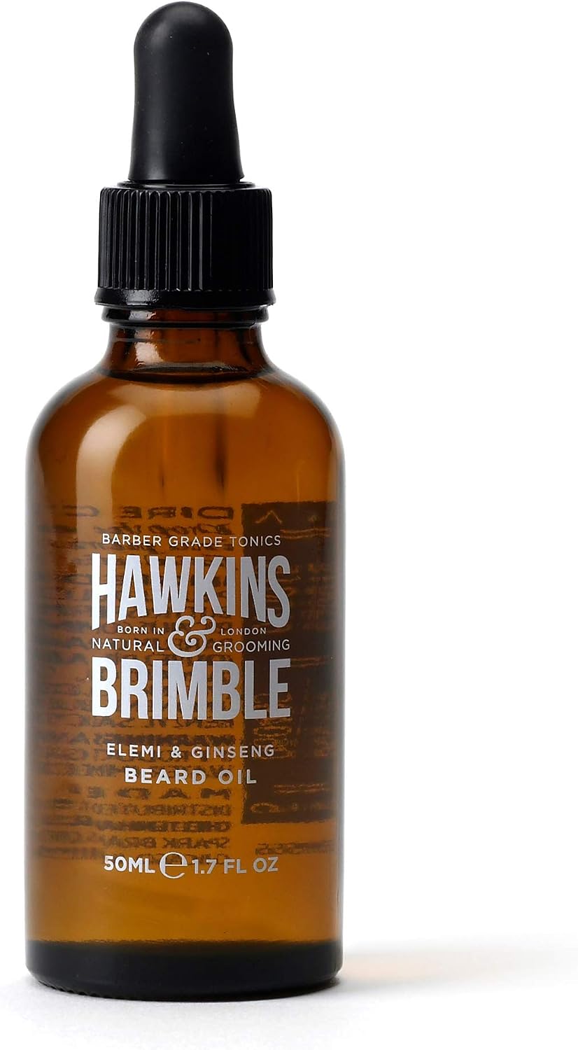 Hawkins & Brimble, Beard Oil for Men 50ml, Promotes Beard Growth Oil for Grooming Styling, Softener, Repair and Nourishing
