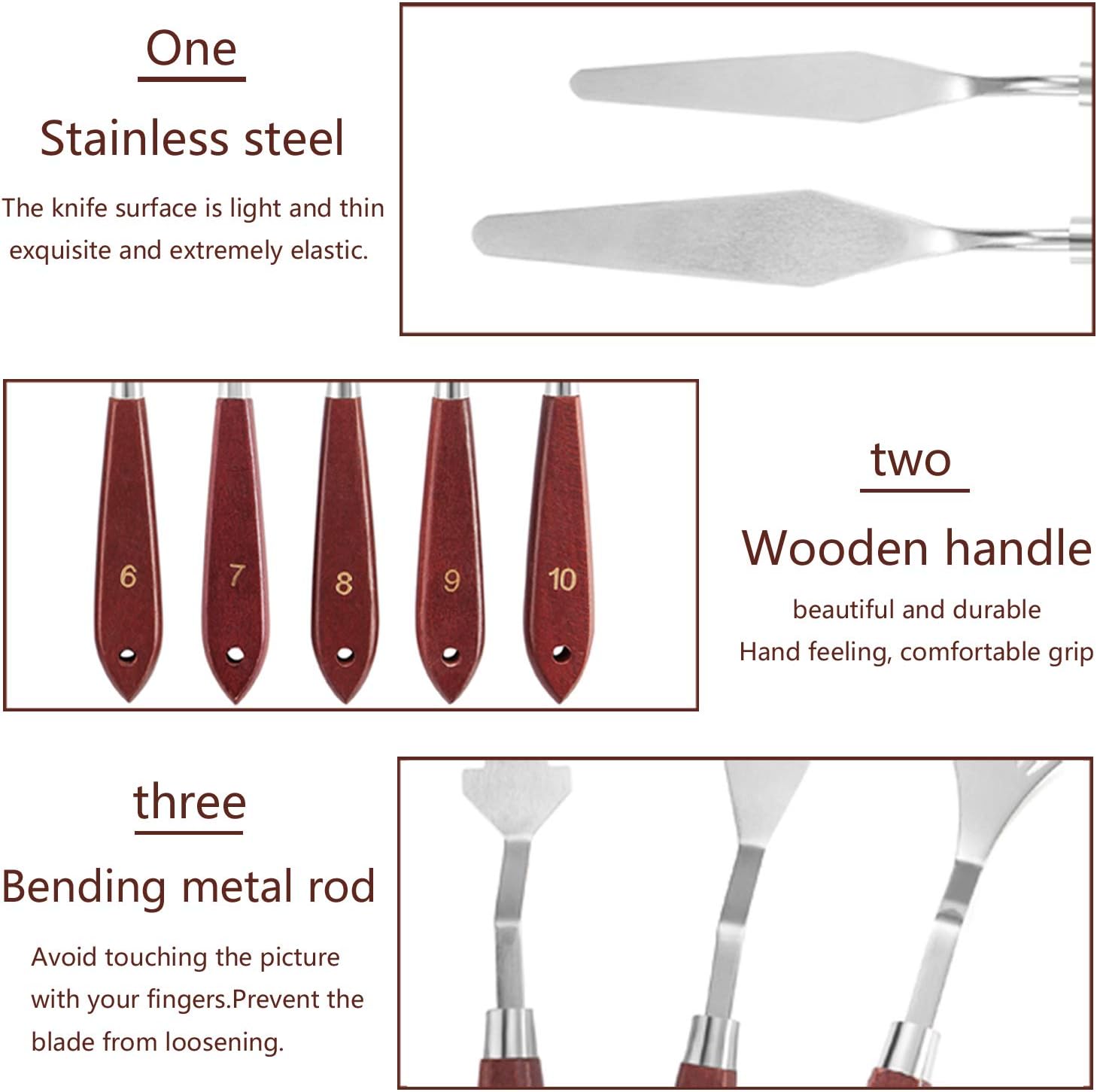 10 Pcs Palette Knife Set for Acrylic Wooden Handle Painting Pallet Knife Set Art Tools for Oil Paint Canvas