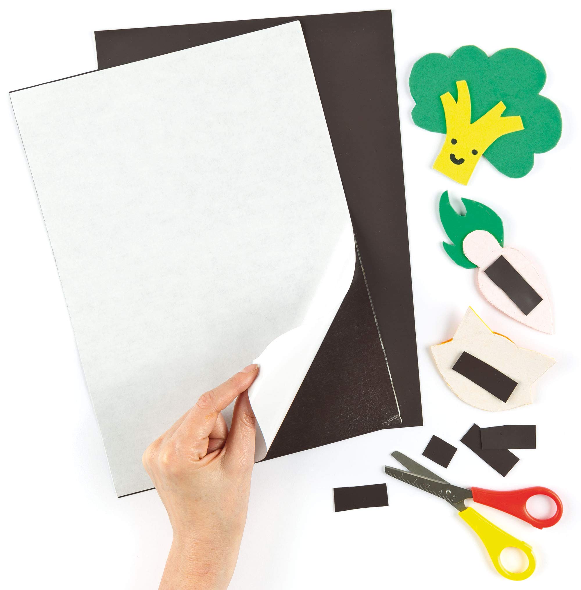 Baker Ross A4 Self Adhesive Magnetic Sheets (Pack of 2), Perfect for Kids to Cut and Stick on Arts & Crafts Projects, Ideal for Schools, Home Crafting, Collages, Home Projects and More