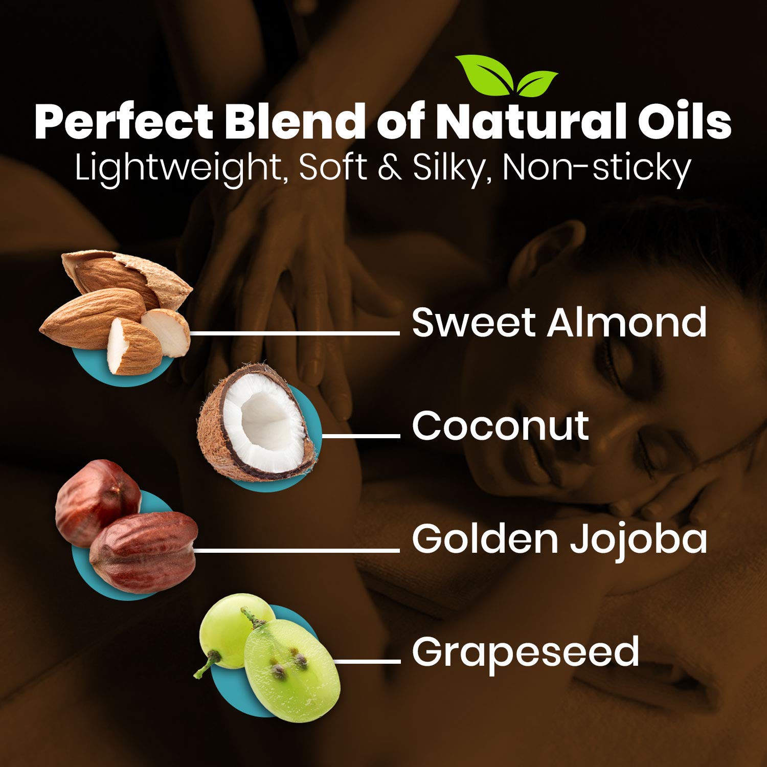 Skinsations - Natural Massage & Body Oil - Unscented 16oz | Relaxing, Sore Muscle Aromatherapy, Edible Sweet Almond Blend with Fractionated Coconut, Grapeseed, Jojoba Oils, Soothes Dry, Sensitive Skin: Health & Personal Care
