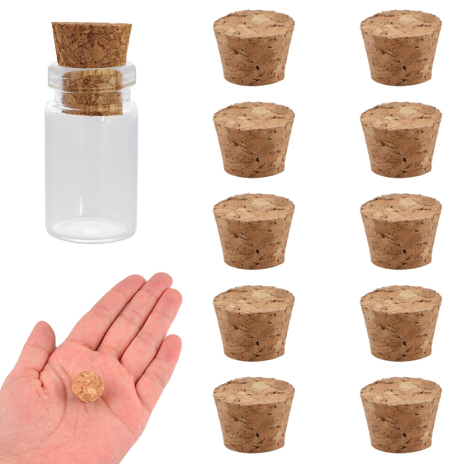 INCREWAY 100pcs Tapered Cork Stoppers, Conical Wooden Wine Bottle Stopper, Natural Soft Wood Plugs for Wine Bottle Glass Bottle Jar