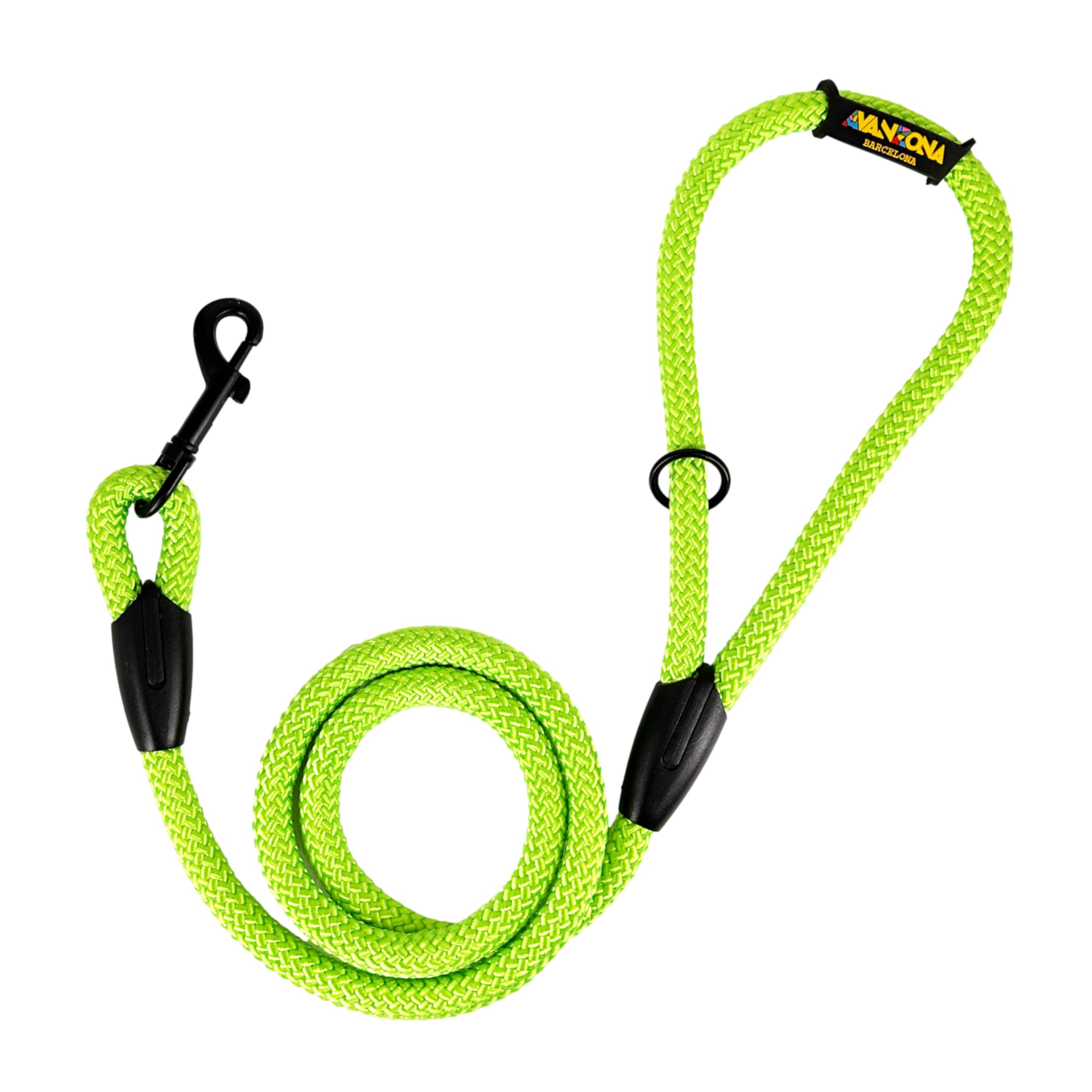 Classic Training Dog Lead, Nylon Cord Rope, Made in Spain, for Small Medium Large Dogs. 120CM. Green Fluor