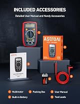 AstroAI Digital Multimeter Voltmeter Ohmmeter Blue Backlit LCD view 7