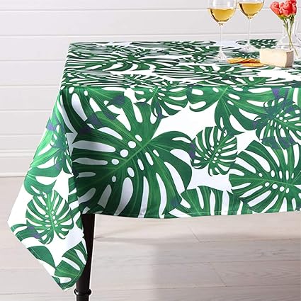Lahome Palm Leaf Pattern Tablecloth Water Resistant Polyester Washable Table Cover With Green Monstera Palm Leaves For Spring Summer Birthday Party #water #table #with #cover Lahome Palm Leaf Pattern Tablecloth Water Resistant Polyester Washable Table Cover With Green Monstera Palm Leaves For Spring Summer Birthday Party