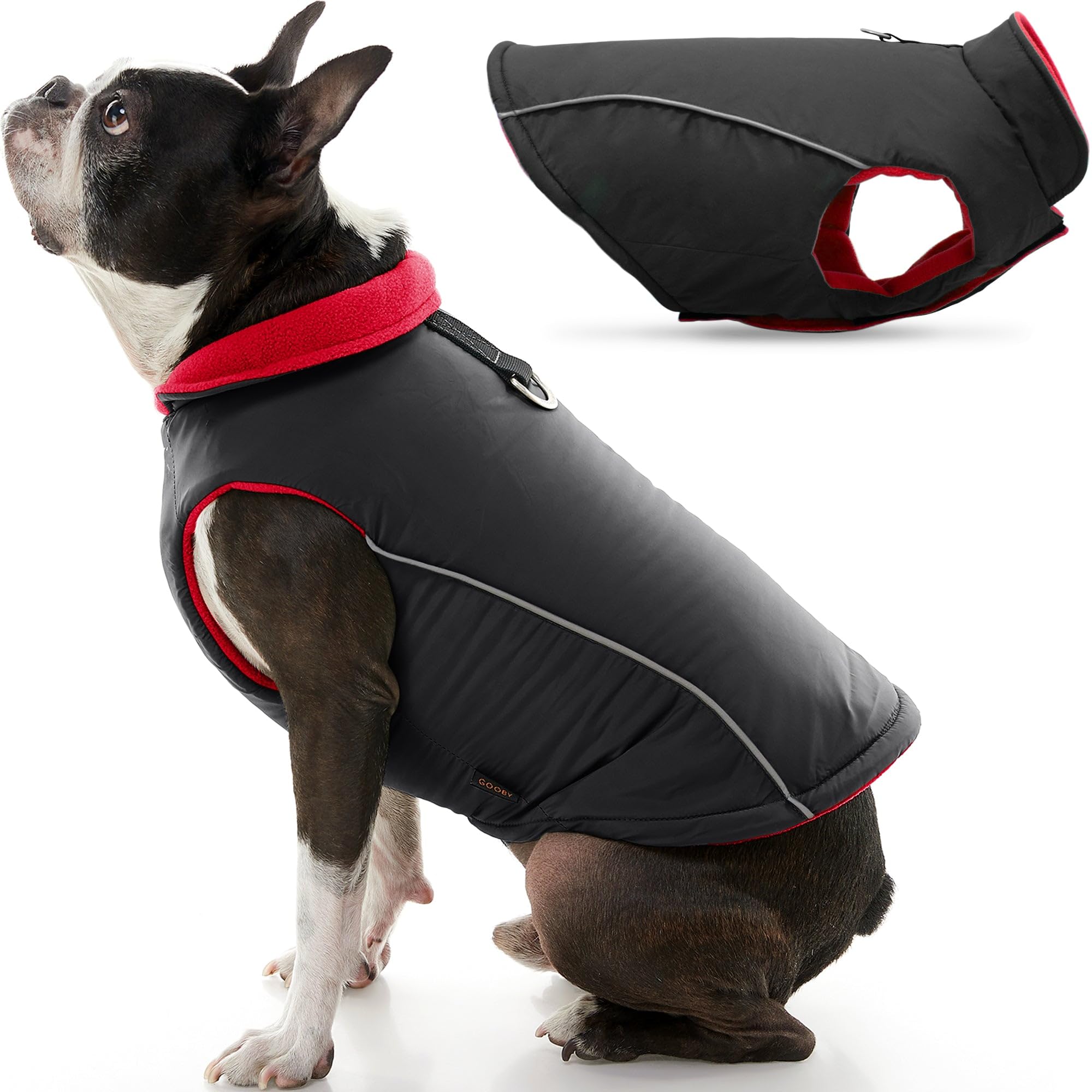 Gooby Cold Weather Fleece Lined Sports Dog Vest with Reflective Lining, X-Large, Black โ image 1