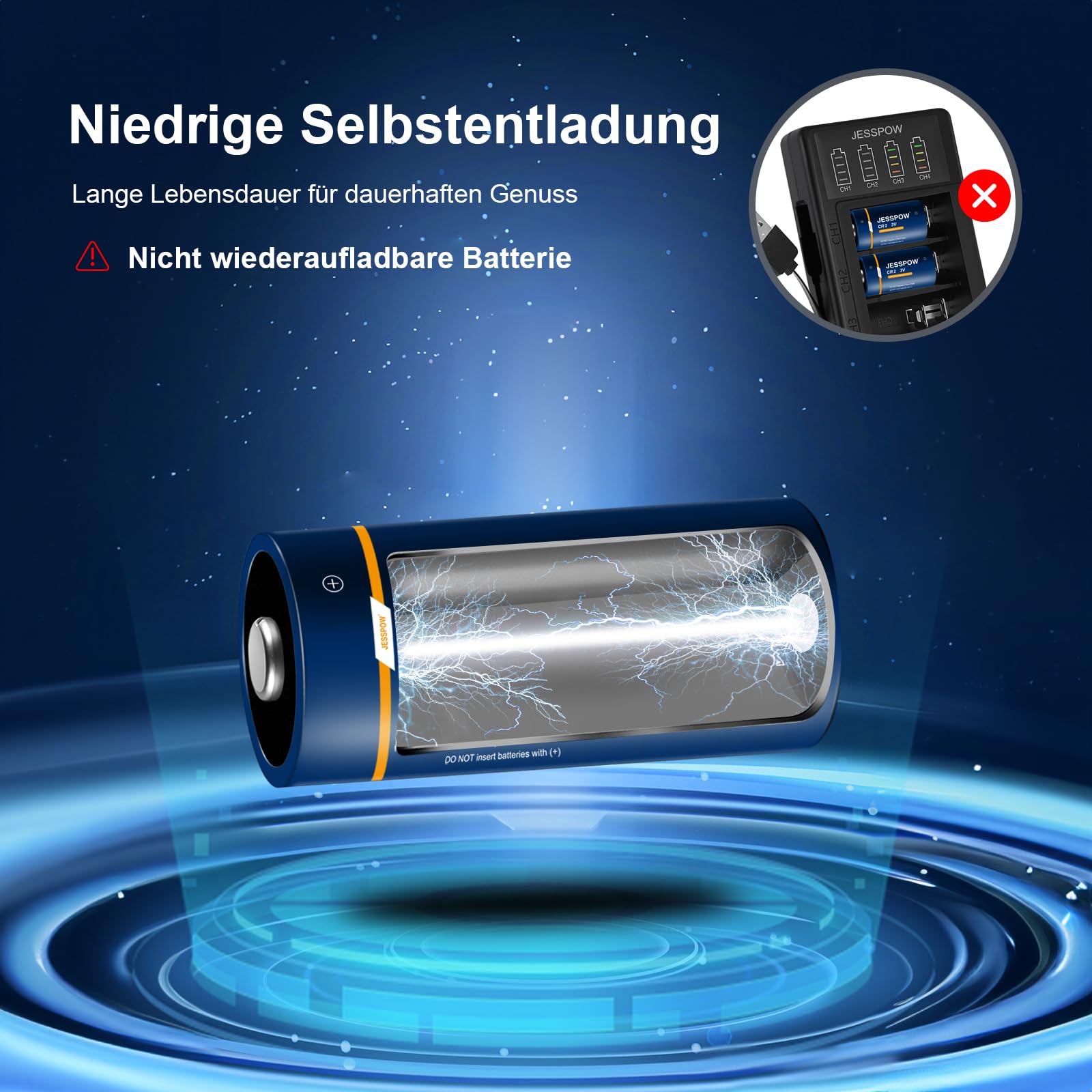 CR2 Batterie 4 Stück, Batterien CR2 Lithium 3V für Golf-Entfernungsmesser, Sensoren, elektronische Schlösser, Blitzlicht, Taschenlampe (Nicht wiederaufladbar) 4