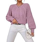 Dokotoo Womens Sweaters Crewneck Long Sleeve Cable Knit Chunky Sweater Tops Fashion 2025 Fall Outifits