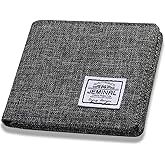 JEMINAL Men's Ultra-thin Canvas Short Cloth Wallet Men's Small Short Clip Boys Students Original Simple Niche Horizontal Short Money Clip (Gray)