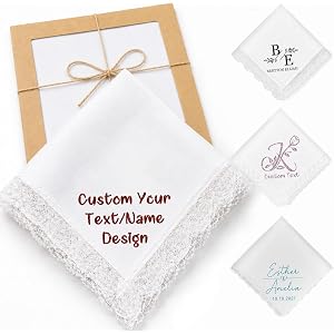 Custom Handkerchief for Wedding Personalized Handkerchiefs Glitter Monogram | Customized Cotton Handkerchief with Name Initia
