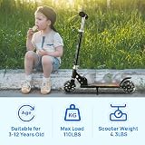 TENBOOM Kids Scooter Ages 6-12 Adjustable Handlebar Light Up Black view 7