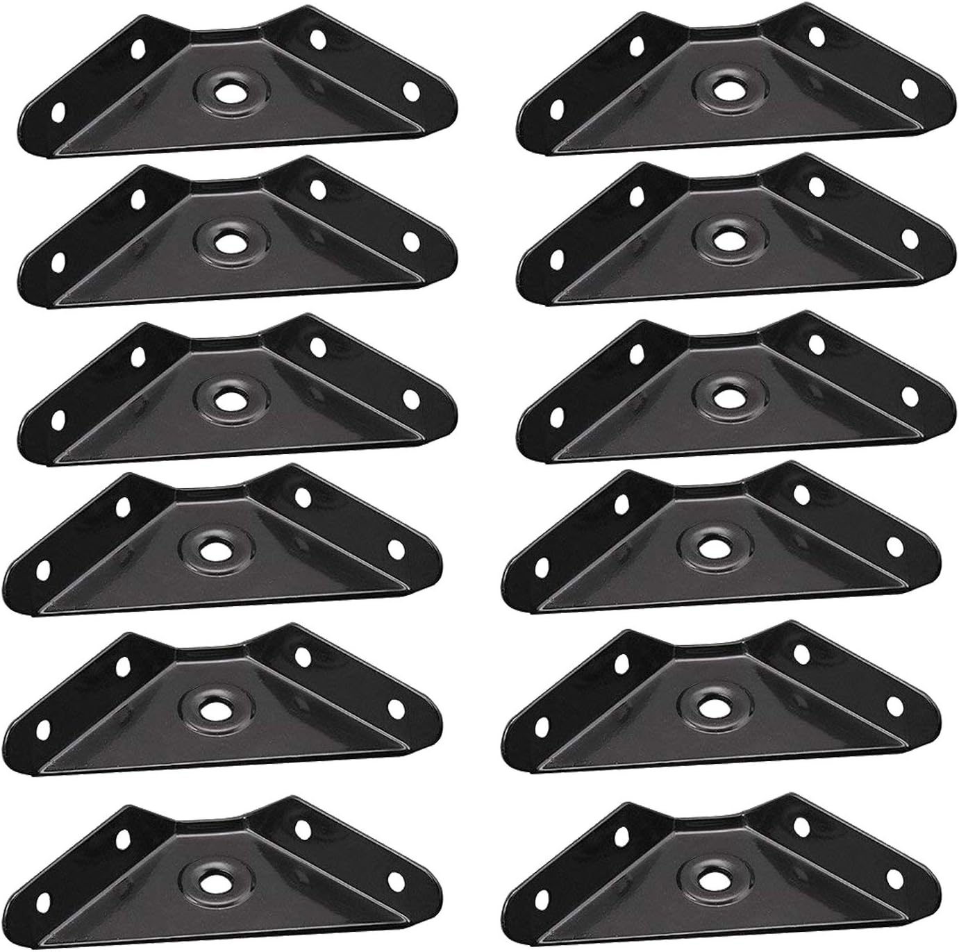 Gizhome 12 Pcs Steel Corner Braces Joint Trapeziform Angle Code Brackets Corner Brace Support Bracket Fastener (Black)