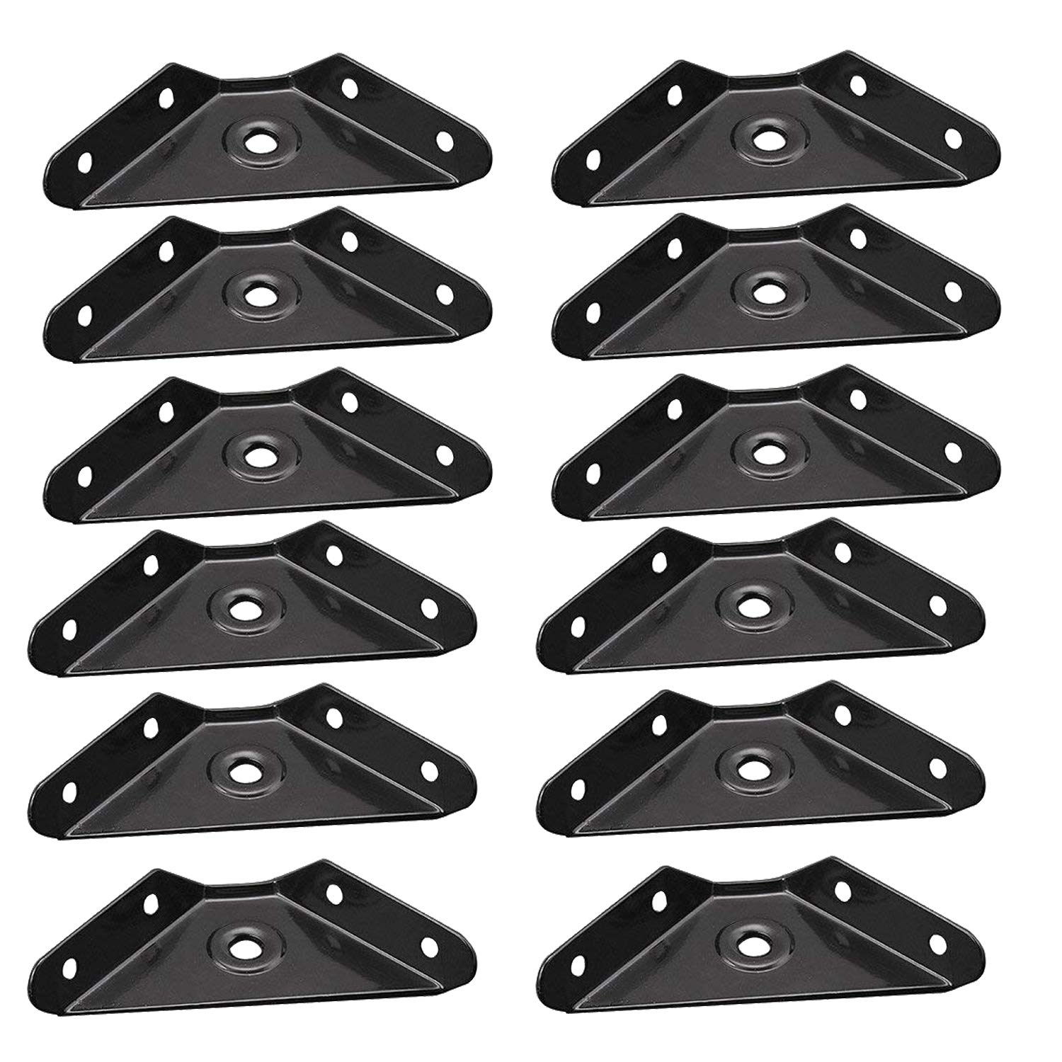 Gizhome 12 Pcs Steel Corner Braces Joint Trapeziform Angle Code Brackets Corner Brace Support Bracket Fastener (Black)