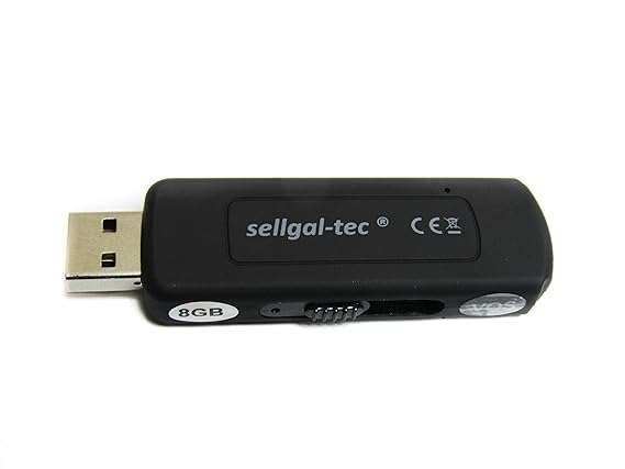 sellgal-tec Spy USB Audiorecorder mit 8GB Speicher/Voice Recorder/Stimmrekorder / Diktiergerät als USB Stick getarnt mit Voic
