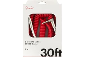 Fender Original Series Coiled Instrument Cable, Guitar Cable, Guitar Accessories, Straight/Angle, Fiesta Red, 30ft