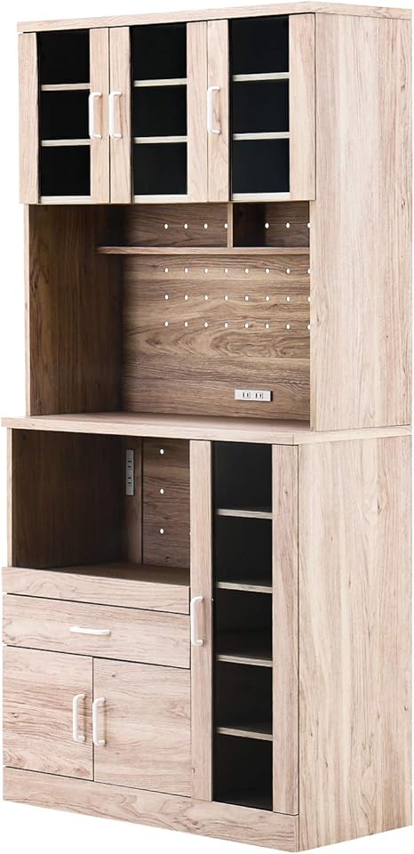 Amazon モダンデコ 食器棚 キッチン収納 スリム 一人暮らし キッチンボード アイボリー 食器棚 オンライン通販