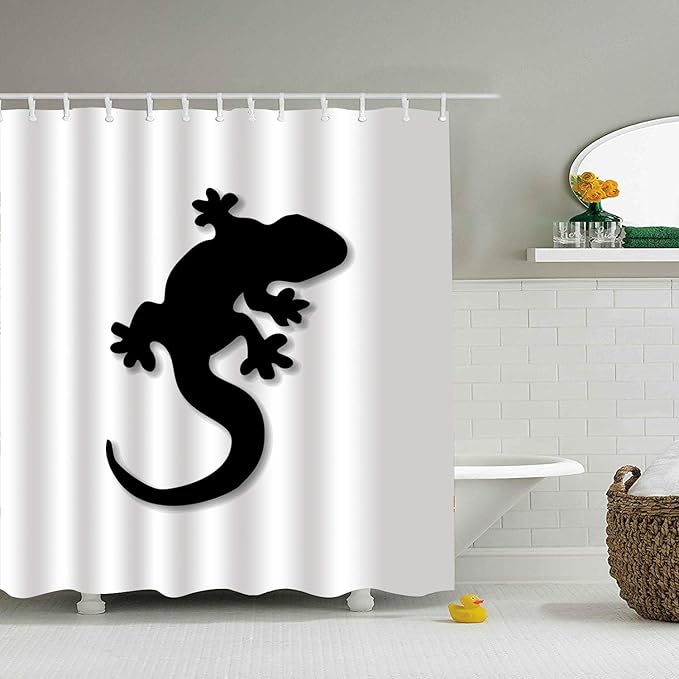 Fgnz Shower Curtain Lizard Gecko Reptile Black Bath Curtains Bathroom Set Decor Design Amazon Co Uk Kitchen Home