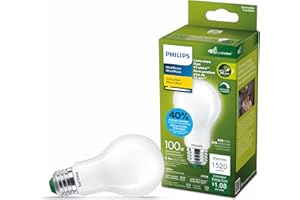 Philips Ultra Efficient LED A19 E26 100W Frosted Light Bulb, Dimmable 2700K 1PK