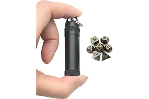 PJOY Mini Dice Set Portable Tiny Keychain DND Dice with D&D Dice Case 7PCS Antique Bronze Small Metal Dice Set for Role Playing Dice Games as Dungeons and Dragons Gifts