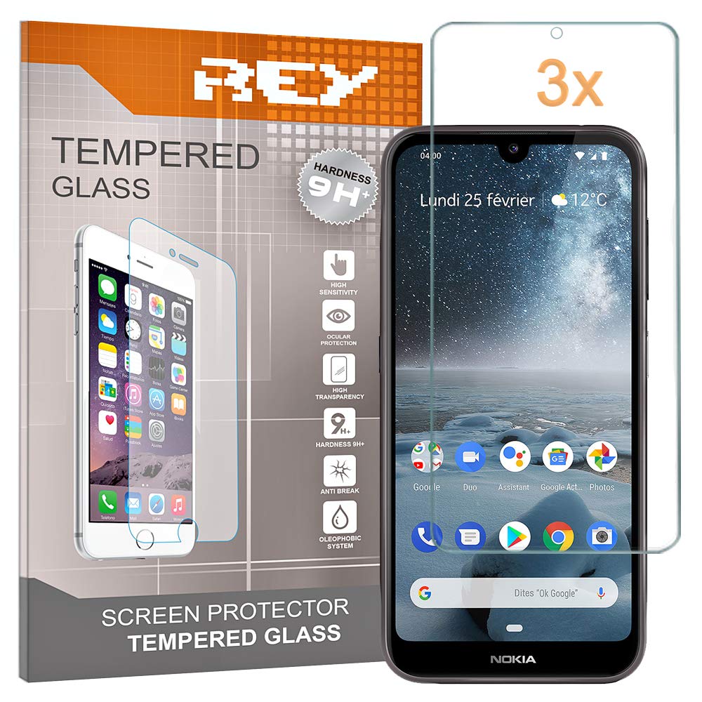 REY Screen Protector for NOKIA 4.2, Tempered Glass Film, Premium quality, [Pack 3x]